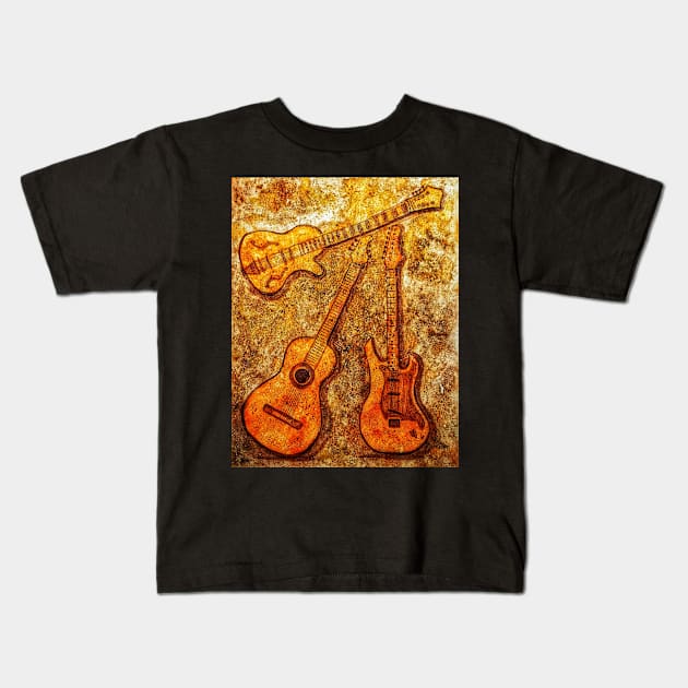 Vintage Guitars Kids T-Shirt by Matt Starr Fine Art